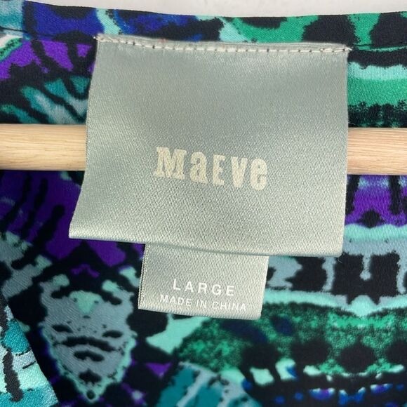 Maeve Anthropologie Ikat Shirt Dress Southwestern Print Green Blue size Large - Picture 13 of 16